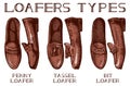 MenÃ¢â¬â¢s loafer shoes types Royalty Free Stock Photo